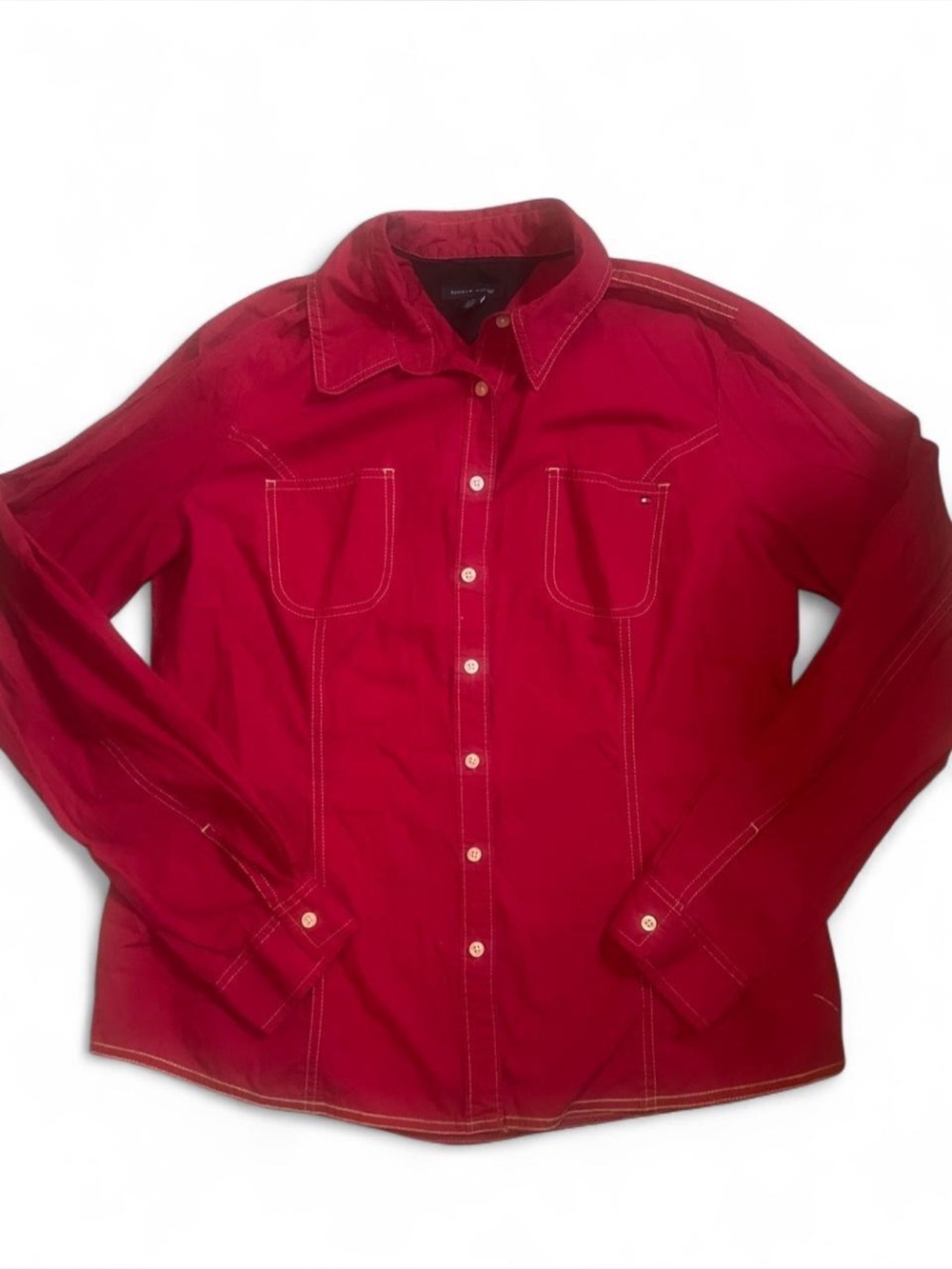 Y2K Preppy Tommy Hilfiger White Stitch Button Up